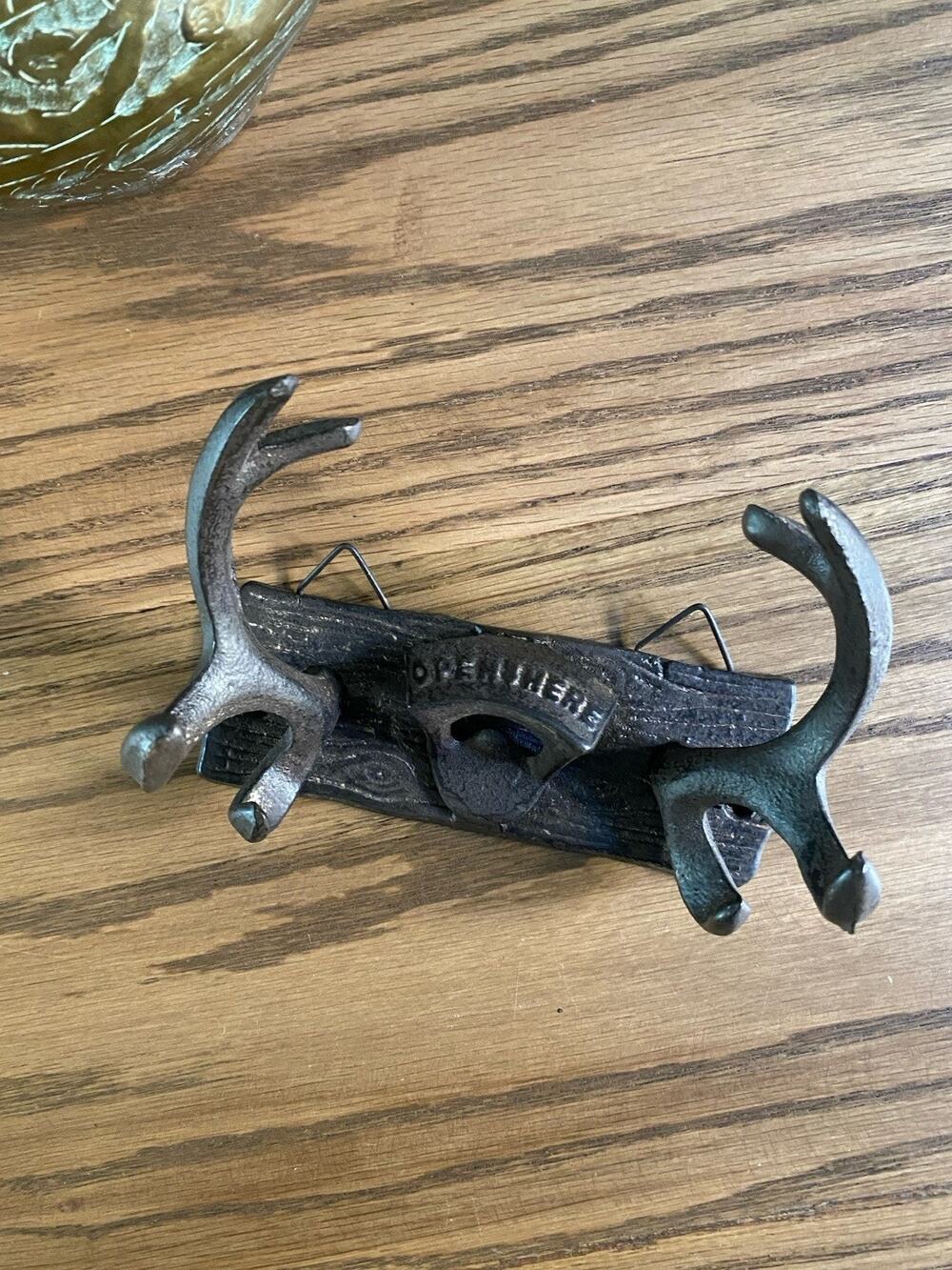 Red Shed Cast Iron Wall Hanging Antler Bottle Opener